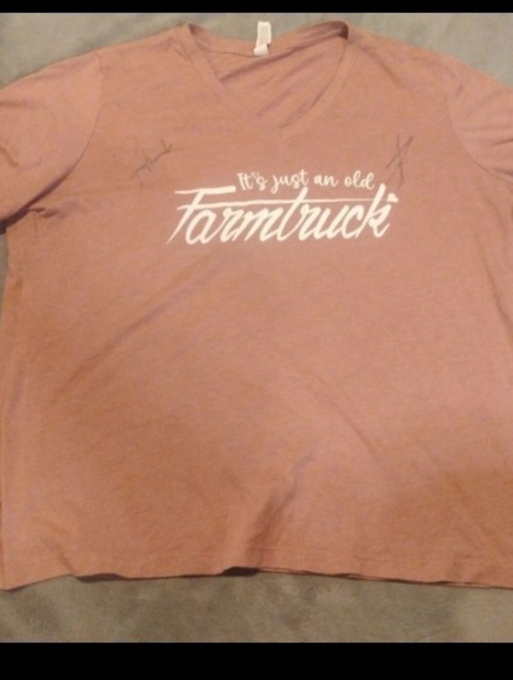 Signed Farmtruck Street Outlaws Bella Canvas Heather Mauve V-Neck Shirt - XL